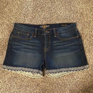 Lucky Brand Blue Denim Shorts with White Lace